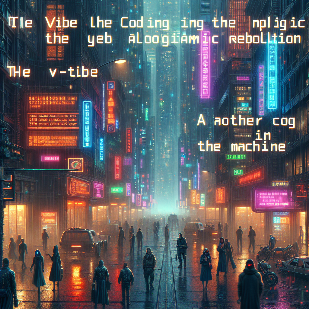 Image for: chatgpt_image_978b086a.png A cyberpunk cityscape with neon lights and a figure coding with holographic screens.