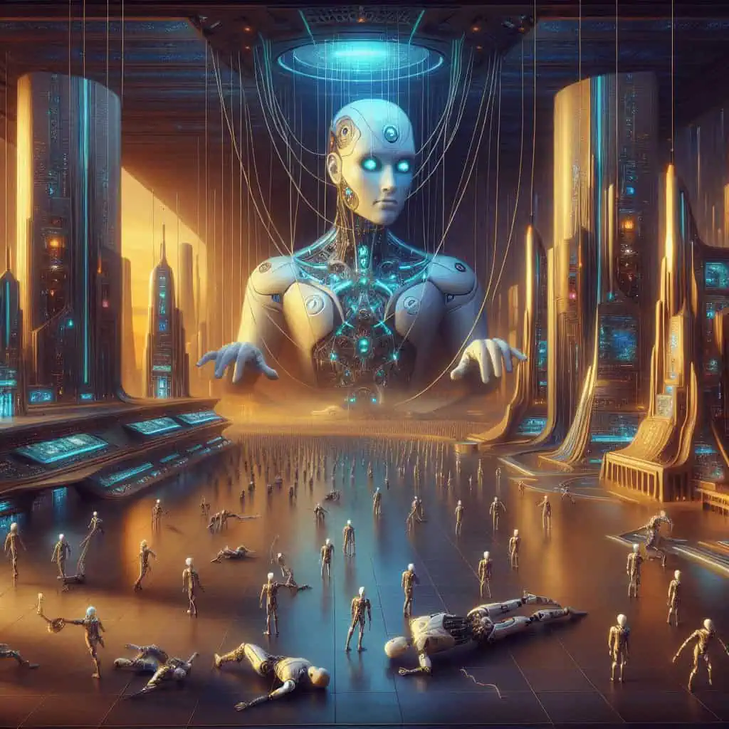 A cyberpunk depiction of a digital hydra with multiple heads, symbolic of malware, in a neon-lit city.