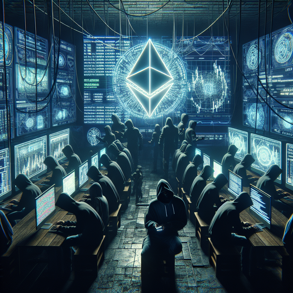Image for: chatgpt_image_d4c0ea52.png A cyberpunk cityscape with Ethereum symbols, representing a digital rebellion.