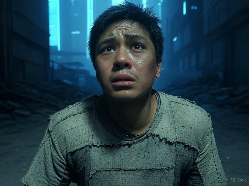 Image for: grok_image_6e96c88a.png A cyberpunk-style image of a Manhattan skyline at night, with a shadowy luxury townhouse in the foreground.