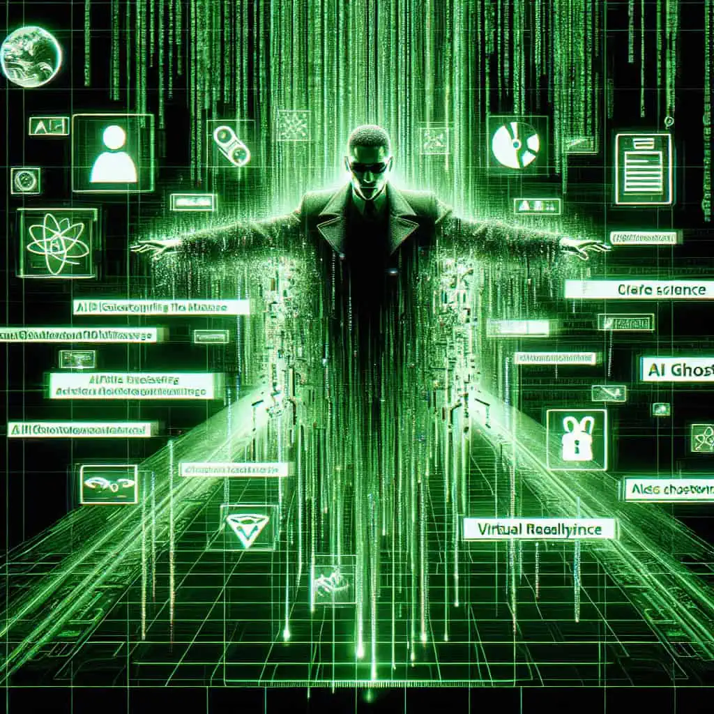 A futuristic lab scene with holographic AI interfaces and scientists, representing the infiltration of AI into academic research