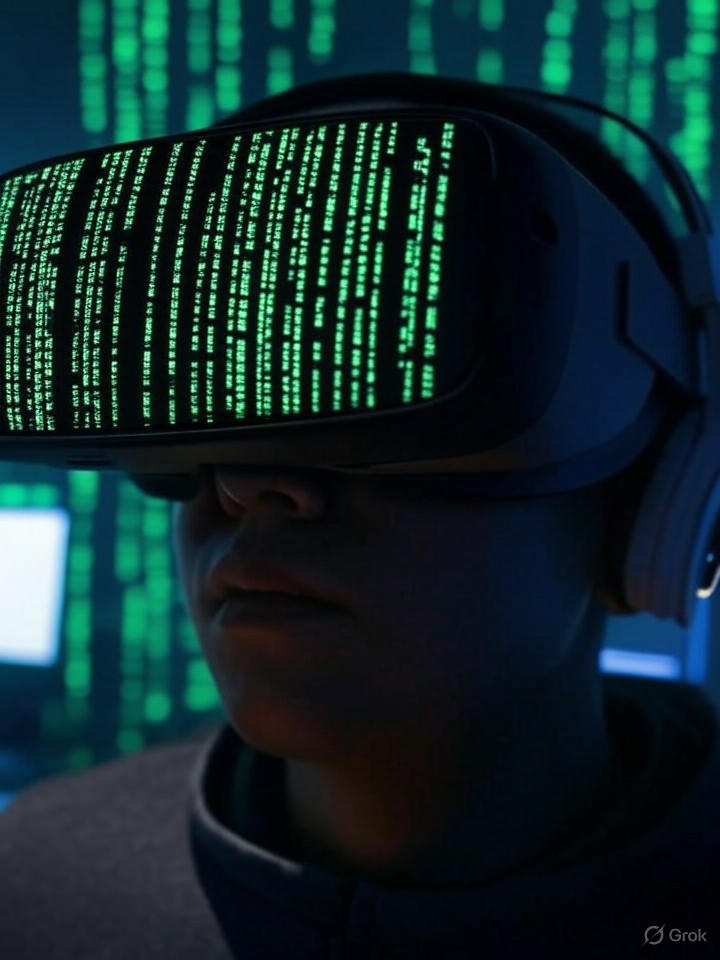 Image for: grok_image_ed18e2f9.png Cyberpunk cityscape illuminated by neon, featuring Ethereum logo amidst surveillance tech