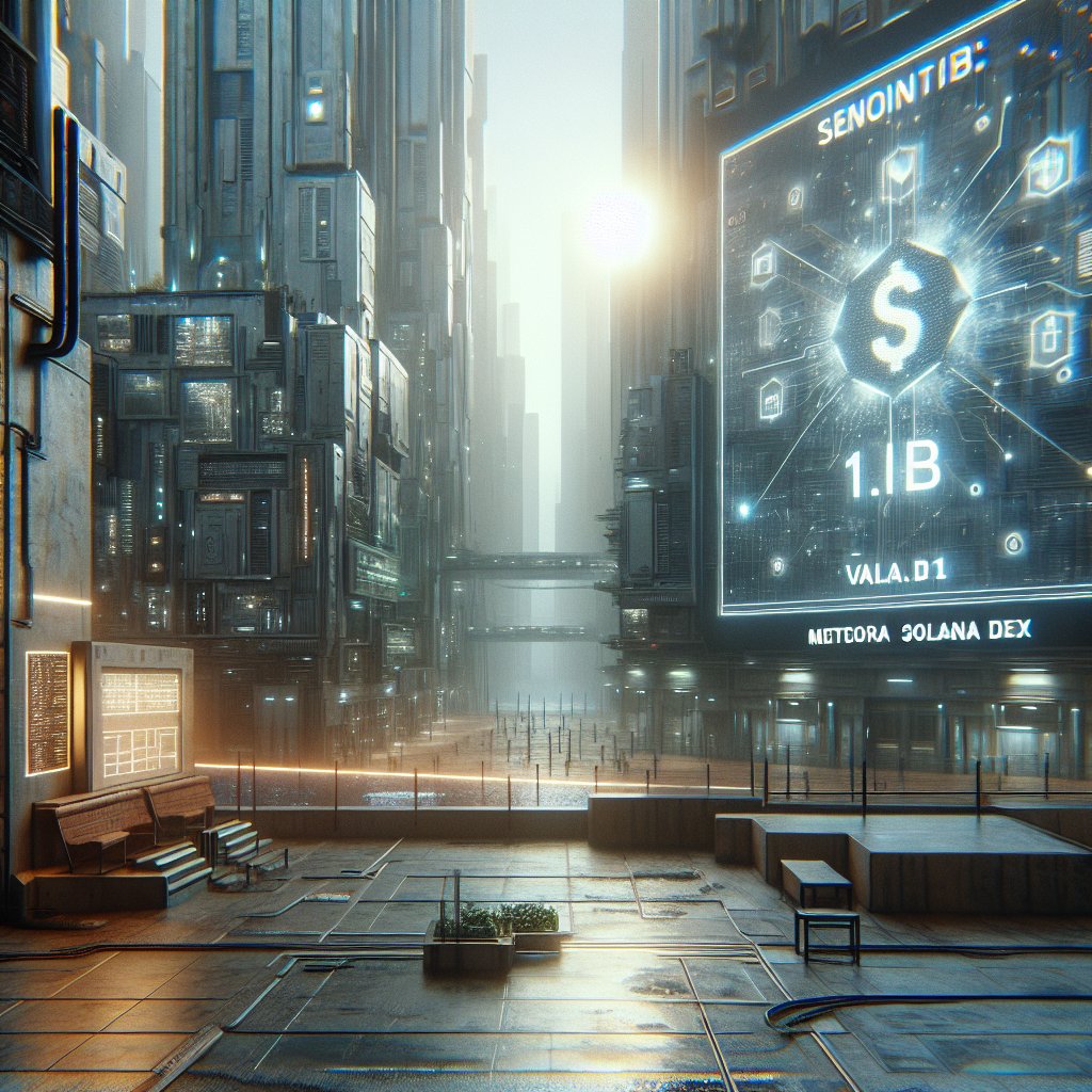 Illustration of Meteora: Solana DEX's $1B Valuation Amid Tech Dystopia