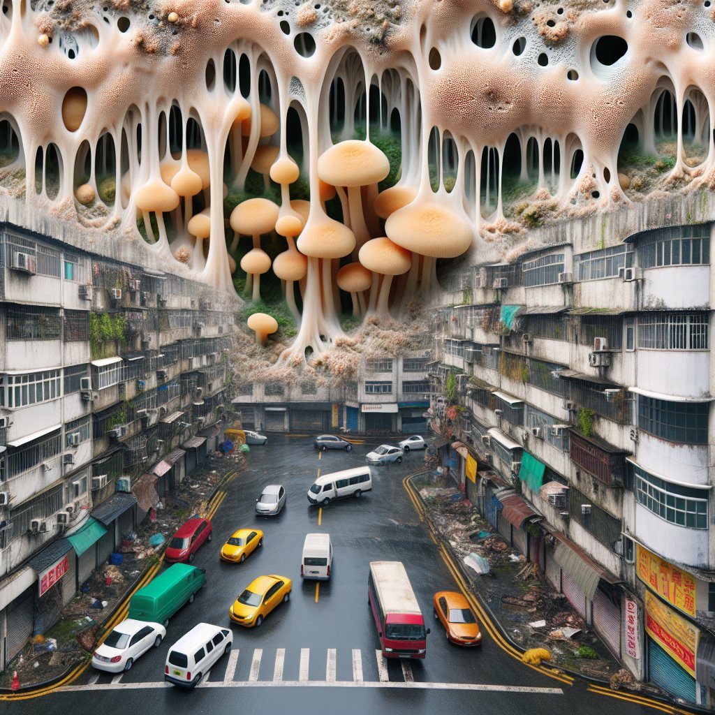 Illustration of Slime Mold: The Bio-Algorithm Reshaping Urban Dystopias