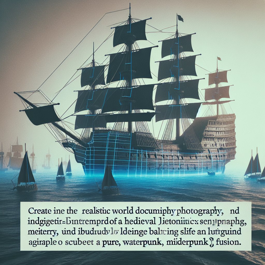 Illustration of Unveiling the Medieval Megaship: A Cyberpunk Odyssey