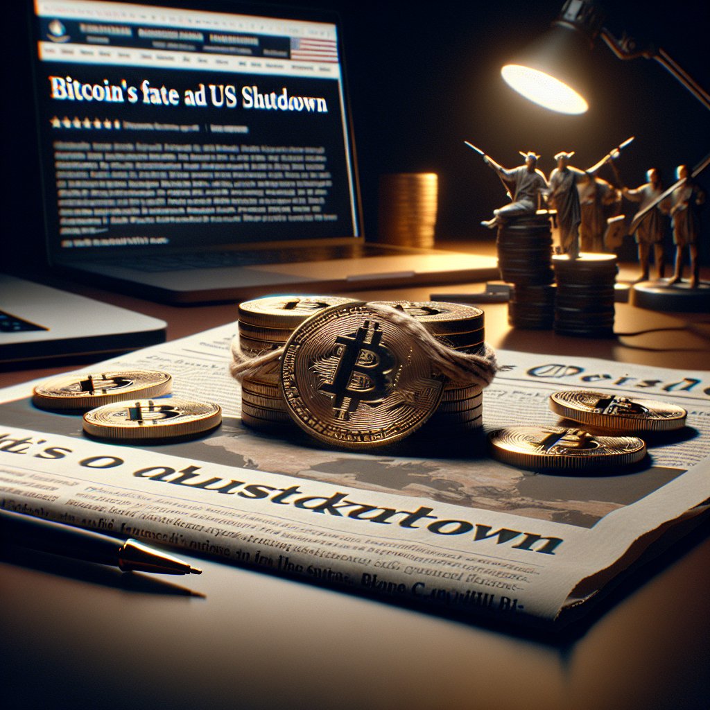 Illustration of Bitcoin's Fate Tied to US Shutdown's Shadowy Data Blackout