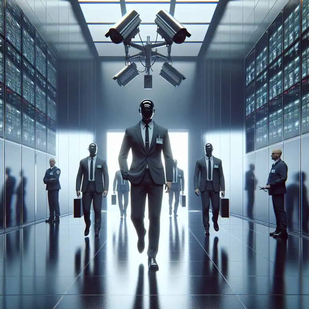 Illustration of AI's True Role: Control, Surveillance, and Corporate Power