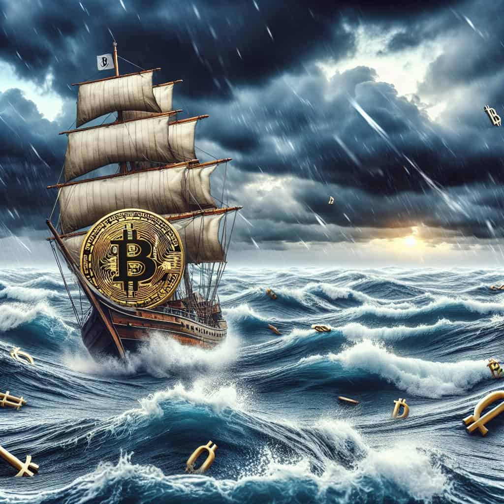 Illustration of Bitcoin Faces Turbulent Waters Amid Economic Chaos