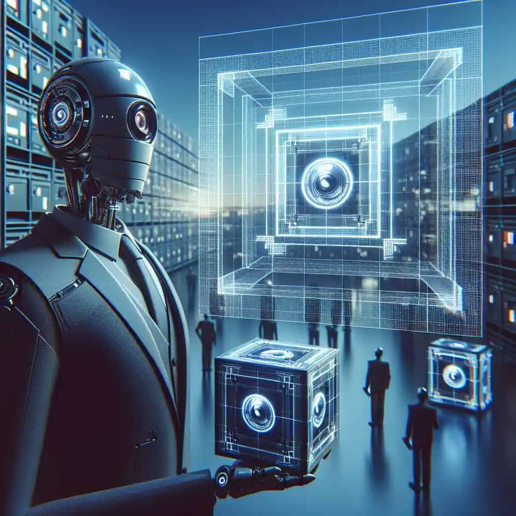 Illustration of Managerbot: The AI Sentinel of Square's Surveillance Future
