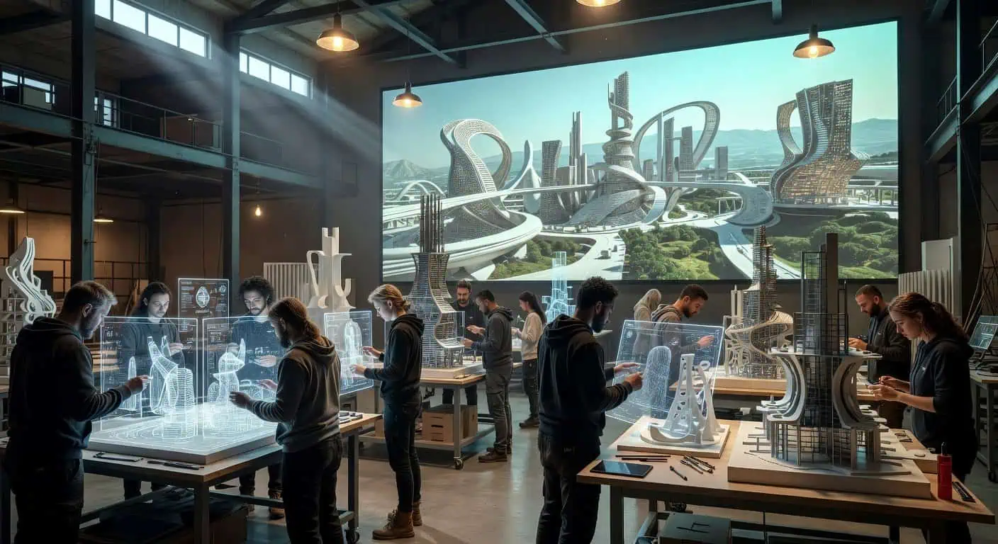 Illustration of Algorithmic Architects: The New Reality Forged by AI Titans