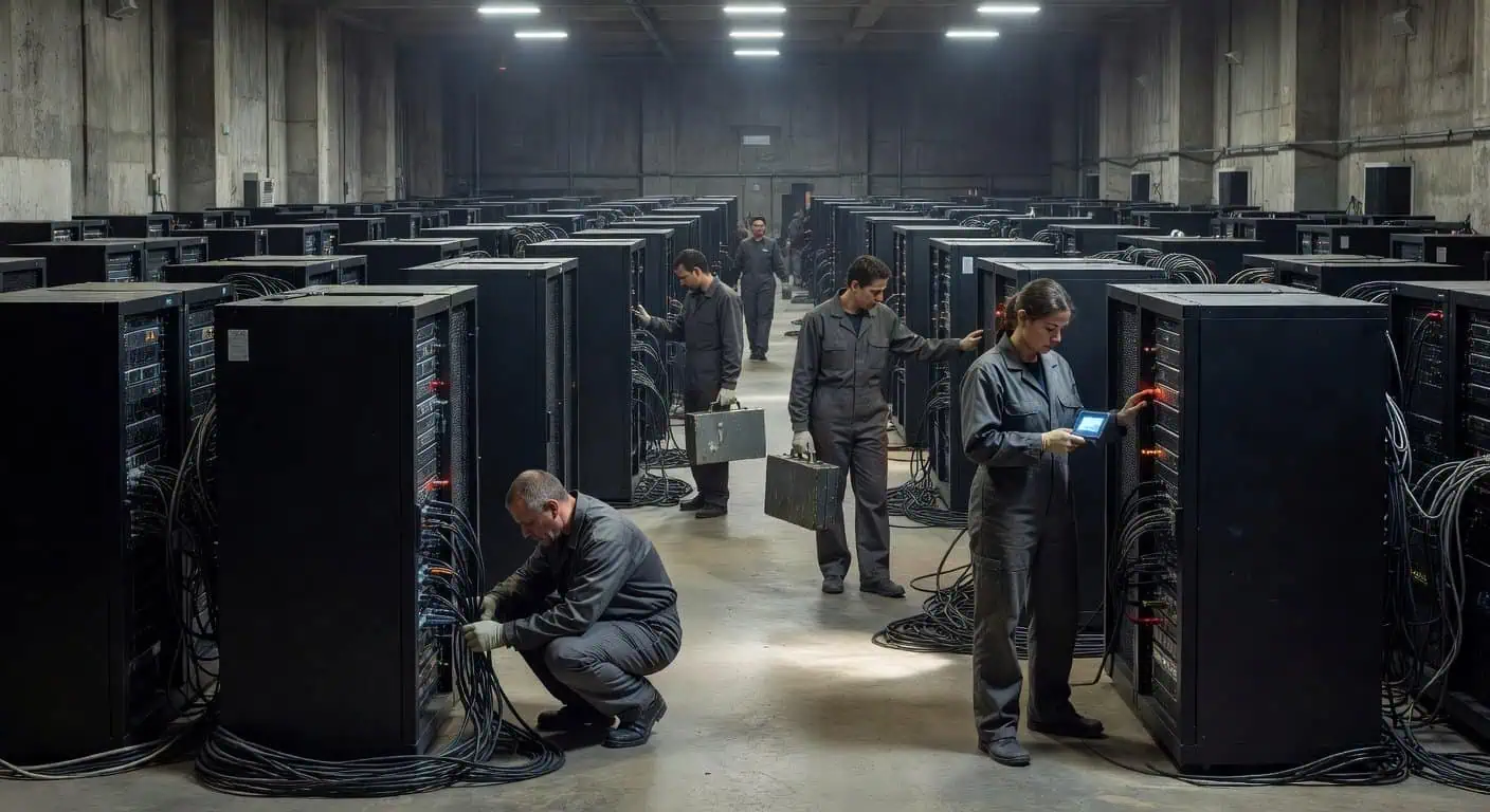 Illustration of The Algorithmic Lie: OmniCorp's Nexus Prime 5.5 and the Curated Past