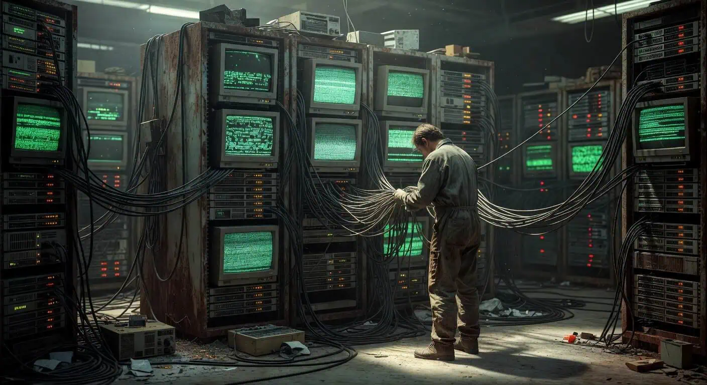 Illustration of Algorithmic Chains: How 'Context' Forges Digital Dystopia